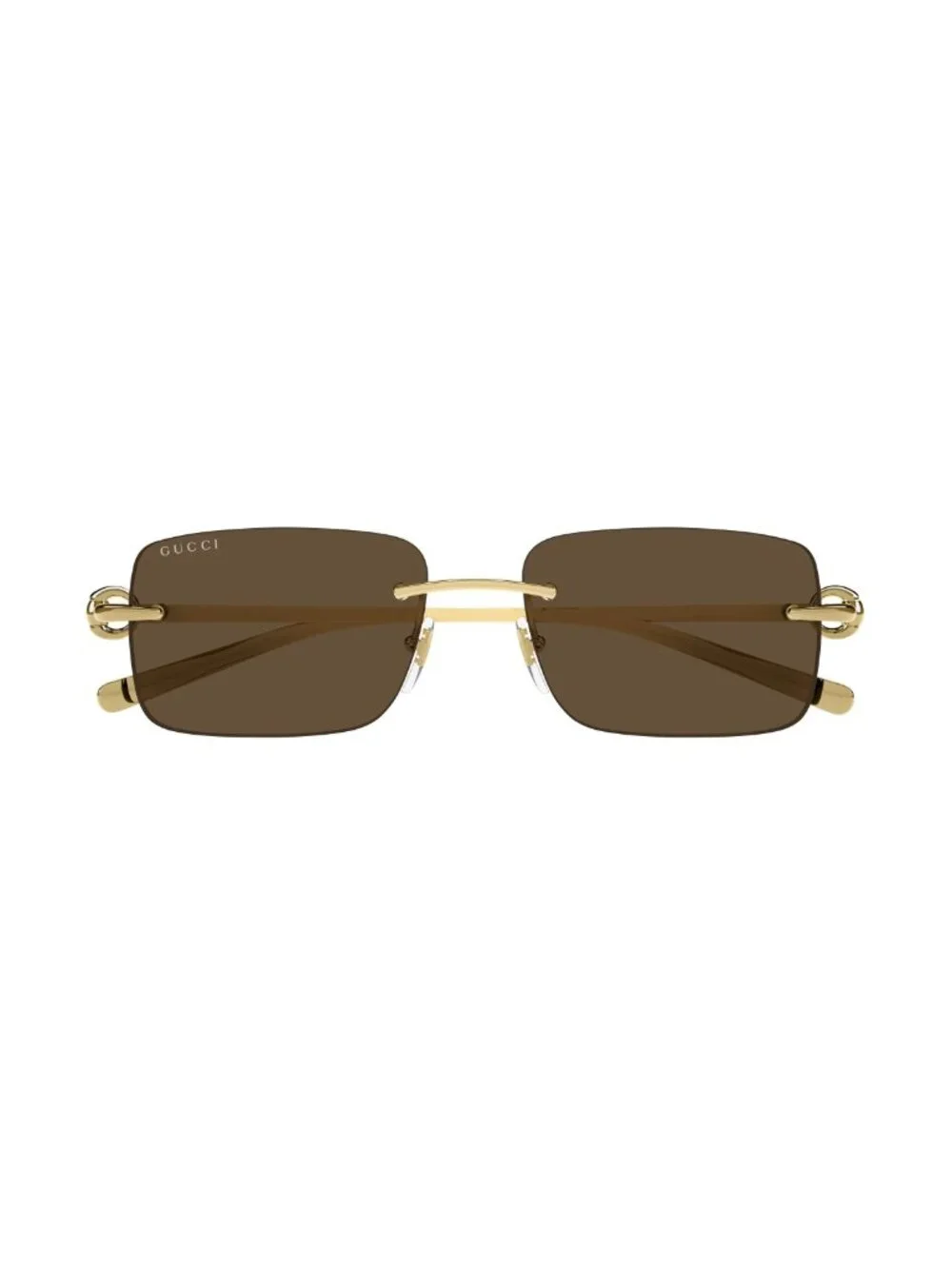 New Gucci Men's Sunglasses Gold Square Brown Lens Metal Frame GG1703S 004 55